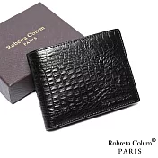 Roberta Colum - 經典鱷魚紋魅力真皮12卡2照短夾-共2色黑