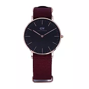DW Daniel Wellington 經典中的珍貴收藏時尚優質腕錶-紅色帆布+金殼/36mm-DW00100273