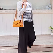 CHAM|原創皮革 知性日系摺邊側背包 芥末黃