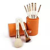 【Galatea葛拉蒂】金顏短柄系列 8支裝頂級彩妝刷具組(橘/彩妝刷具/刷具/眼影刷/眉刷/蜜粉刷/遮瑕刷/粉底刷)