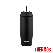 THERMOS 膳魔師】不鏽鋼真空吸管隨行瓶0.47L(TS403BK)黑色