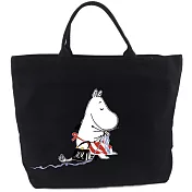 【Moomin】04拉鍊帆布包(黑-小)