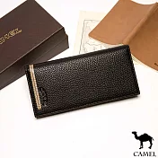 CAMEL -爵品絲印款牛皮7卡2照長夾-共2色咖