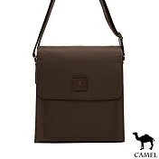 CAMEL - 倫敦品味十字紋防潑水牛皮直立側背包-共2色質感咖