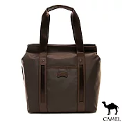 CAMEL - 倫敦品味十字紋防潑水牛皮手提托特包-共2色咖