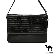 CAMEL - 奢華雅緻配牛皮荔枝紋掀蓋休閒斜側背包