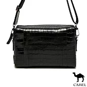 CAMEL - 奢華品味牛皮鱷魚紋雅痞2WAY手拿包黑