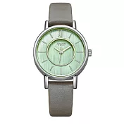 JULIUS聚利時 愛情旋曲內凹錶盤皮錶帶腕錶-二色/31mm灰綠