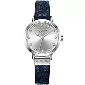 JULIUS聚利時 甜心豹紋皮錶帶腕錶-五色/28mm深藍