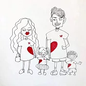 大紅愛心一半半短袖T恤親子裝情侶裝(小孩)80白色