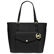 MICHAEL KORS 前口袋防刮皮革托特包-黑（現貨+預購）黑
