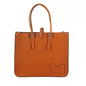【The Leather Satchel Co.】英國原裝手工牛皮寬版托特包 手提包 肩背包 壓釦設計 手把可調整長度 精湛工藝 (倫敦棕)