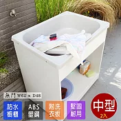 【Abis】日式穩固耐用ABS櫥櫃式中型塑鋼洗衣槽(無門)-2入
