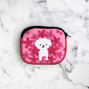 剪刀兔本鋪 – 潛水布零錢包 –櫻花叢裡的小白狗