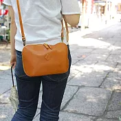 CLEDRAN|日系休閒隨身兩用側背包/手拿包 駝色