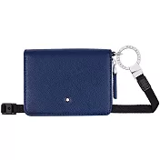 MONTBLANC 萬寶龍十字紋透明視窗零錢包(附背帶)-靛青色