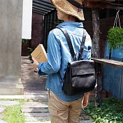 LESS DESIGN |都會時尚 日系輕巧質感牛皮後背包 黑色