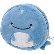 San-X 鯨鯊先生微笑的臉系列毛絨零錢包。小藍鯨