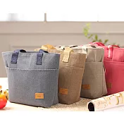 素色洗白方型保溫便當袋咖啡色