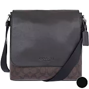 COACH 真皮拼接C LOGO翻蓋方型斜背包-咖啡 (現貨+預購)咖啡