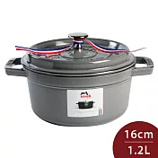 Staub 圓形鑄鐵鍋 16cm 1.2L 石墨灰 法國製 湯鍋 燉鍋 (電磁爐 IH爐可用)