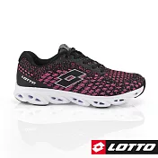 LOTTO 義大利 女 銀河編織風動跑鞋-US6黑/桃紅