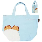 kapibarasan 水豚君刷毛系列手提袋。天藍