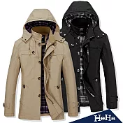 <現貨+預購>可拆式連帽軍裝風衣外套二色-HeHa-2XL（卡其）