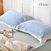 義大利La Belle《經典刺繡》舒柔枕巾2入-優雅藍