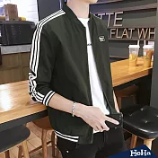 <現貨+預購>條紋拼接立領棒球薄款外套 四色-HeHa3XL（軍綠色）