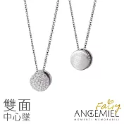 Angemiel安婕米 925純銀項鍊 Fairy精靈 Miracle 小 中心墜 (白鑽.髮絲紋銀)