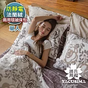 【濱川佐櫻】文青風法蘭絨單人兩用毯被床包組-玫瑰摯愛