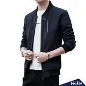 <現貨+預購>造型拉鏈立領棒球外套 四色-HeHa-3XL（深藍色）