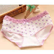 【Secret Lover】蕾絲小雛菊全棉少淑女中腰內褲SG977 (多色)FREE白底紫花