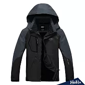 <現貨+預購>男款薄款防風連帽機能外套 五色-HeHa-XL(黑色）