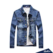 <現貨+預購>男式雙口袋刷色牛仔外套 三色-HeHa-3XL（淺藍色）