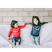 立耳潮圖三色長袖棉上衣親子裝情侶裝(小孩)90深藍