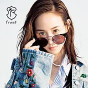 【Front 太陽眼鏡】With U-Bkgd09 #個性雙槓太陽眼鏡/墨鏡_黑金框深灰鏡