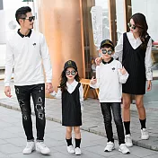 韓版黑白拼接繡花長袖上衣親子裝(男童)95白色