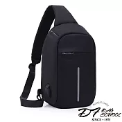 DF BAGSCHOOL - 單肩式USB安全防盜斜背包-共3色黑色