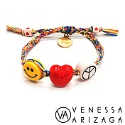 Venessa Arizaga PEACE LOVE HAPPINESS 愛心笑臉彩色手鍊