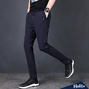 <現貨+預購>休閒運動腰圍抽繩彈性長褲 三色-HeHa-33（深藍色）