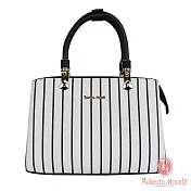 Roberto Mocali - 義大利諾貝兔黑白條紋金質提把手提斜背包黑白條紋