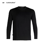 【紐西蘭Icebreaker 】男 TECH LITE 圓領口袋長袖上衣-JN150 / IB104228-003M黑