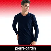 Pierre Cardin皮爾卡登 舒適保暖彈力棉圓領長袖衫M黑