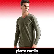 Pierre Cardin皮爾卡登 舒適保暖彈力棉V領長袖衫M黑