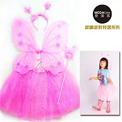 【摩達客】萬聖節派對-夢幻粉紅蝴蝶翅膀仙子裝四件組合 (兒童適用)(裙子/髮箍/手杖/翅膀)無粉紅