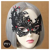 【摩達客】萬聖派對化妝舞會頭飾-哥德風死神黑色蕾絲精緻編織眼罩無黑色