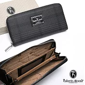 Roberto Mocali - 義大利配牛皮諾貝兔千鳥格紋8卡2照拉鏈長夾
