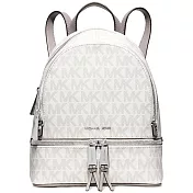 MICHAEL KORS 滿版LOGO防刮皮革後背包-銀白（現貨+預購）銀白